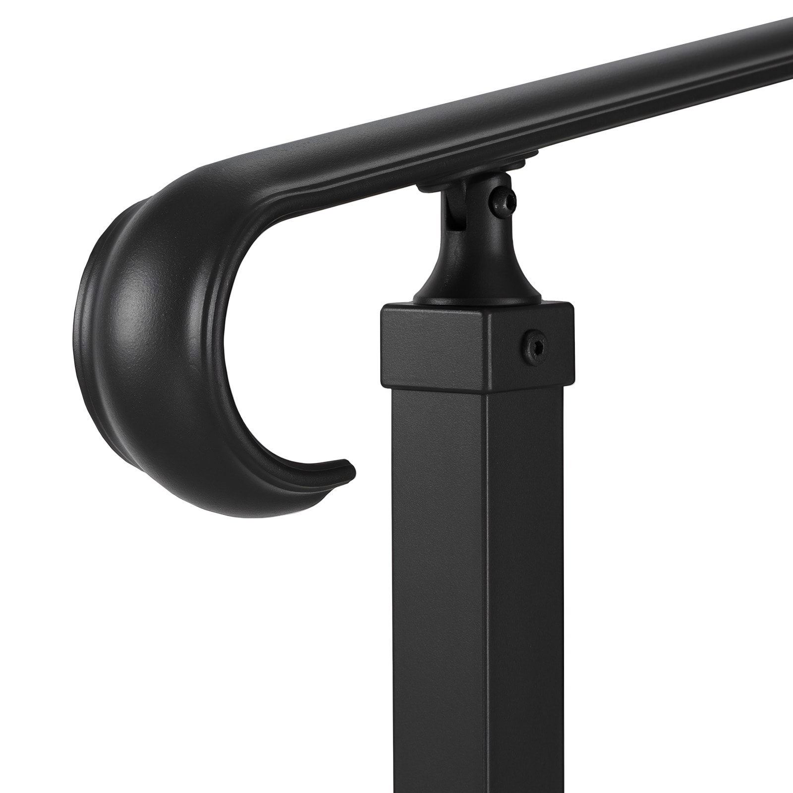Outdoor Handrail For Steps Adjustable Carbon Steel Matte Black_voghion.com